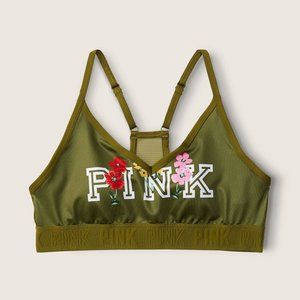 Victoria's Secret PINK Ultimate Lightly Lined Sports Bra Green Floral Large